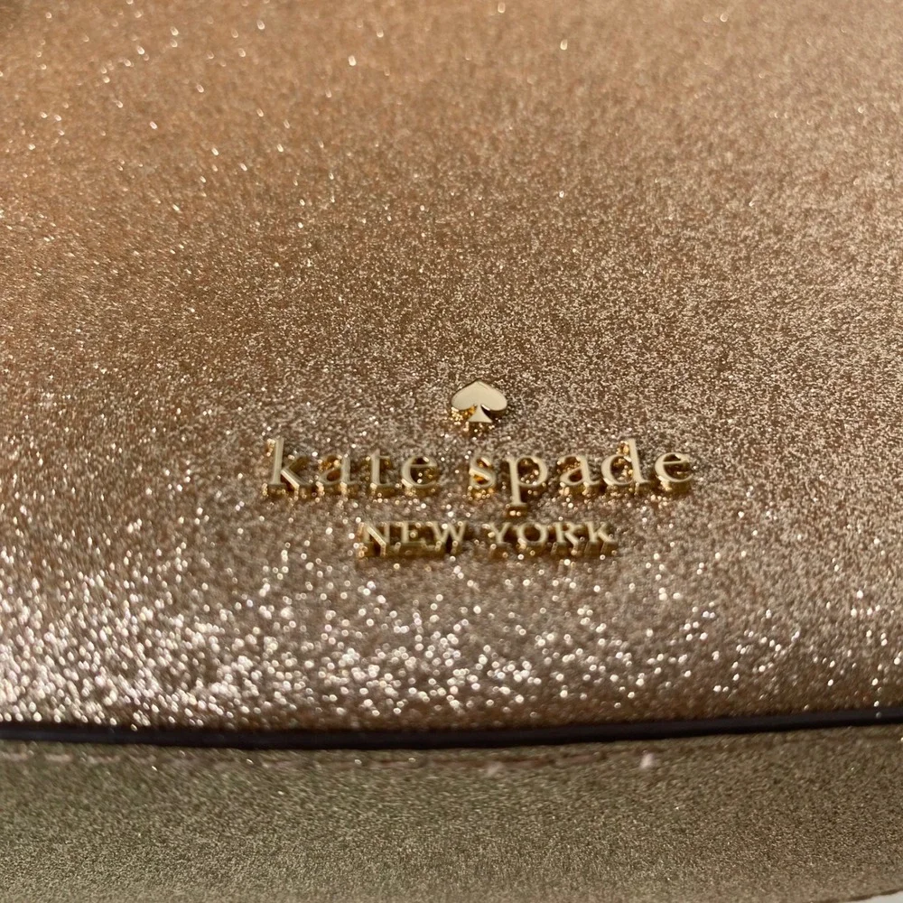 Kate Spade Glimmer Glitter Camera‎ Bag Gold Crossbody Glam NEW